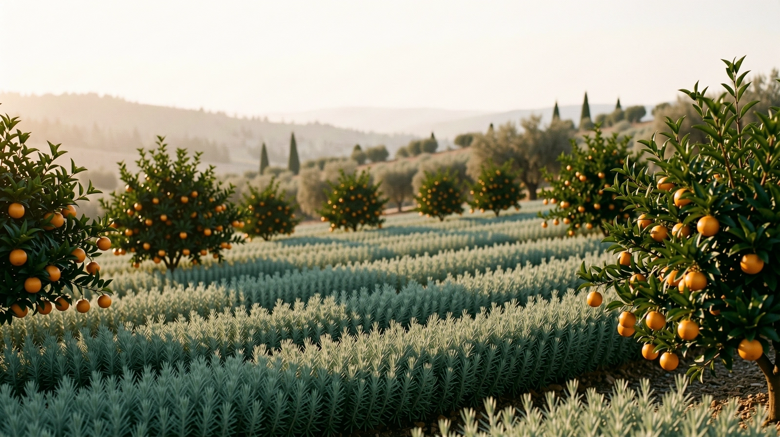 Serene Mediterranean landscape at dawn